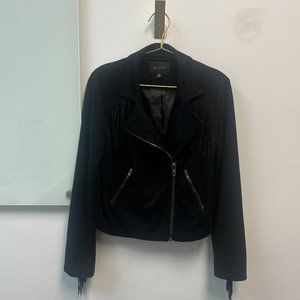 Blu Pepper Black Suede Fringe Motorcycle Jacket